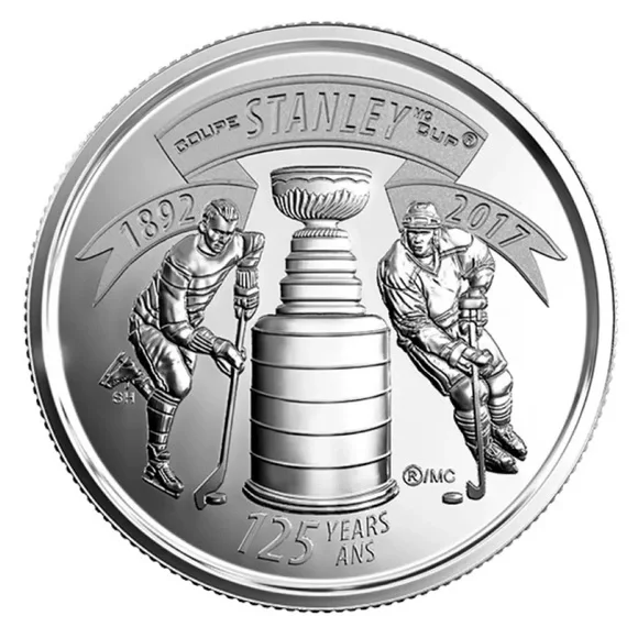 2017 Canada 25 Cents 125 Anniversary Hockey Stanley Cup Coin Uncirculated Money - Picture 2 of 3